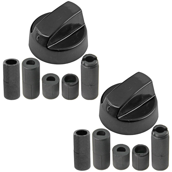 UNIVERSAL Black CONTROL KNOB & ADAPTORS for SMEG Cooker Oven Hob x 2