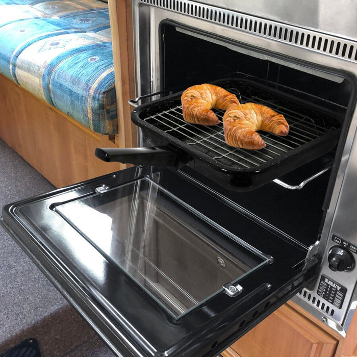 Universal Small Square Grill Pan, Rack & Detachable Handle Non-Stick (Black, 285 mm x 275 mm)