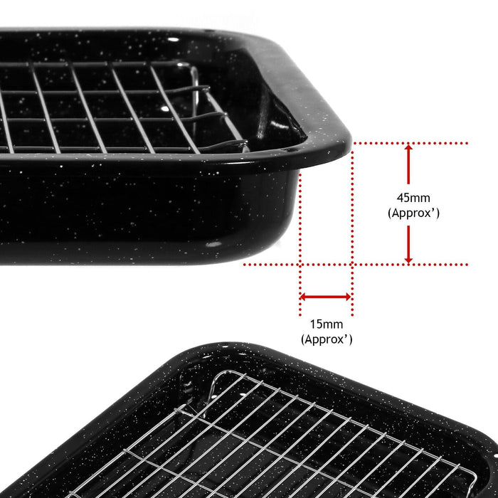 Universal Small Square Grill Pan, Rack & Detachable Handle Non-Stick (Black, 285 mm x 275 mm)