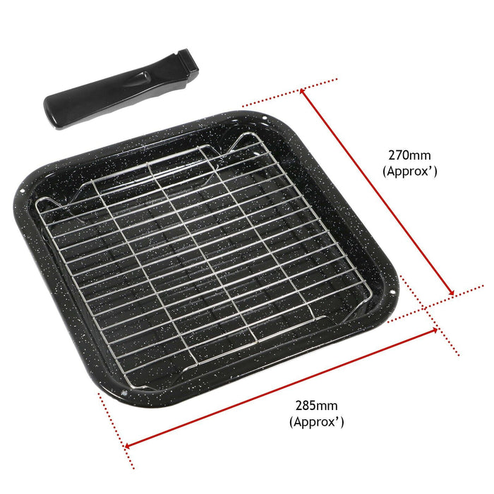 Small Square Grill Pan, Rack & Detachable Handle for Hotpoint Non-Stick (Black, 285 mm x 275 mm)