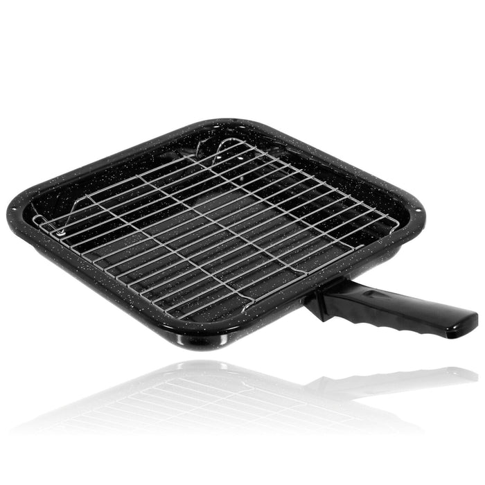 Small Square Grill Pan, Rack & Detachable Handle for Hotpoint Non-Stick (Black, 285 mm x 275 mm)