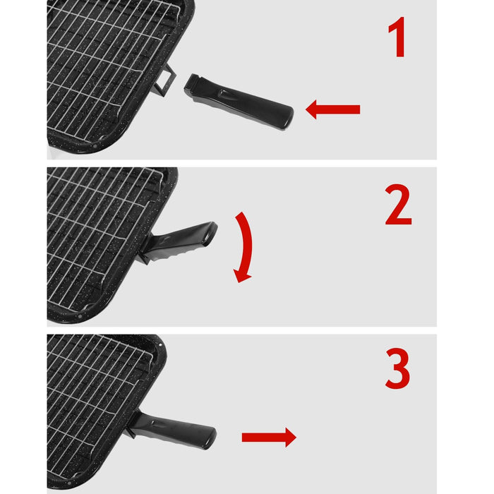 Small Square Grill Pan, Rack & Detachable Handle for Neff Non-Stick (Black, 285 mm x 275 mm)