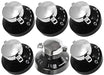 STOVES Gas Hob Oven Cooker Control Knobs Genuine (Black / Silver, Pack of 6)