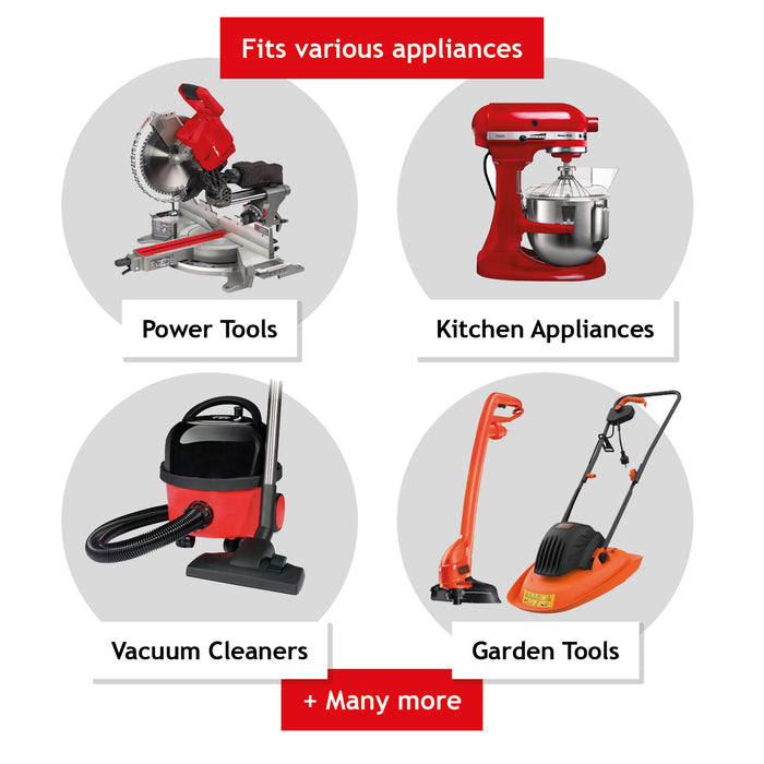 Power Cable for Numatic Basil Vacuum Cleaner Mains Power Lead (UK Plug, Black, 8.4m)