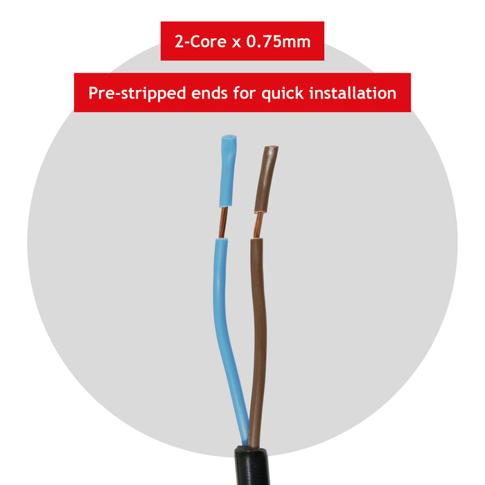 Power Cable for Qualcast Lawnmower & Garden Strimmer Mains Power Lead (UK Plug, Black, 8.4m)