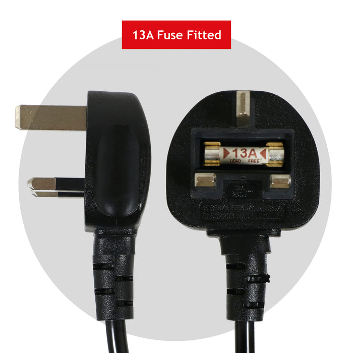 Power Cable for Yard Force Lawnmower & Garden Strimmer Mains Power Lead (UK Plug, Black, 8.4m)