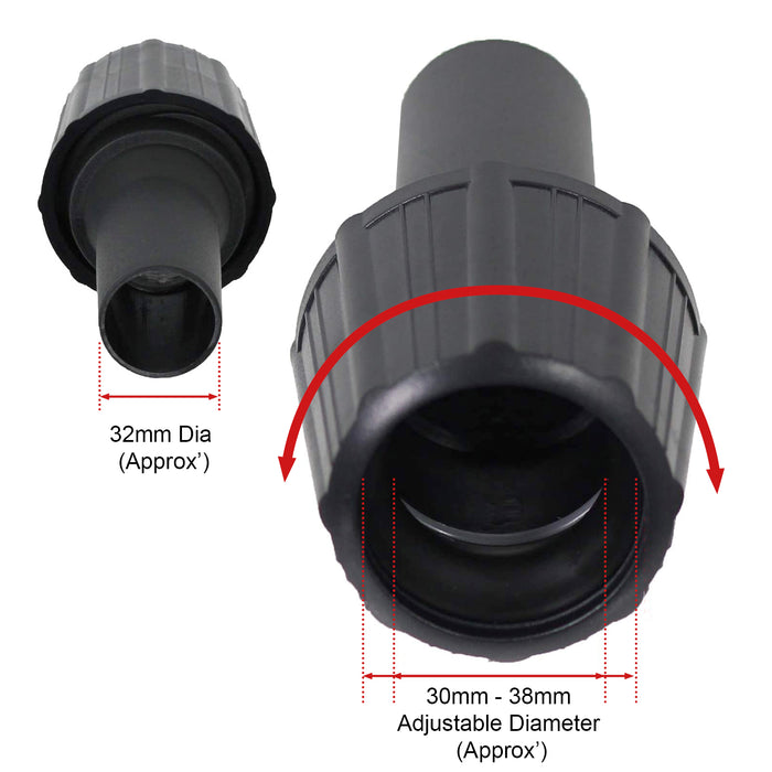 Universal Vacuum Cleaner Rod / Hose Adaptor Nozzle (Adjustable Between 30-38mm)