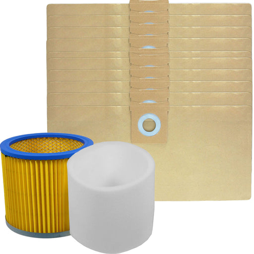 Filter Cartridge for TITAN TTB350 TTB351VAC TTB430VAC Wet & Dry + 10 Bags Sleeve