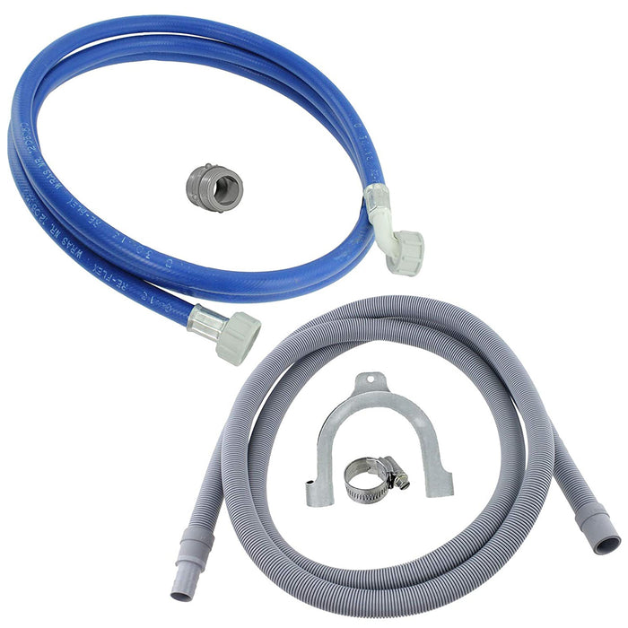 Water Fill Pipe & Drain Hose Extension Kit for Zanussi Washing Machine Dishwasher (2.5m, 18mm / 22mm)