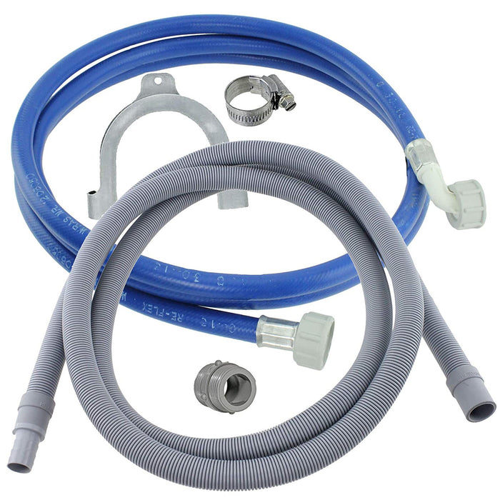 Water Fill Pipe & Drain Hose Extension Kit for Maytag Washing Machine Dishwasher (2.5m, 18mm / 22mm)