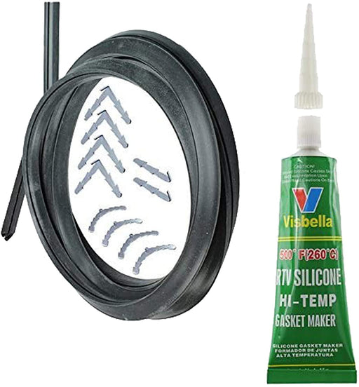 Door Seal + Silicone Glue for BUSH Oven Cooker 3m Cut to Size (3 & 4 sided, Rounded + 90º Clips)