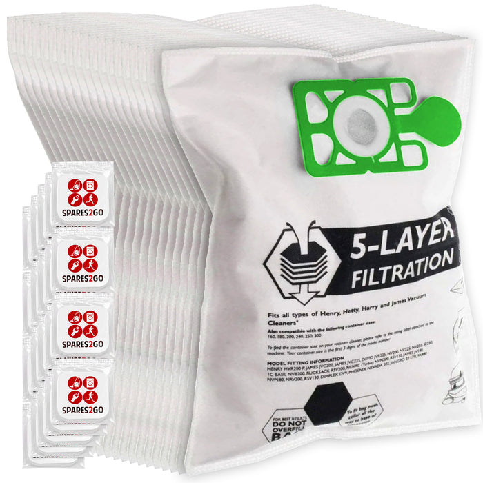 Bags for Numatic HENRY HVR200 HVX200 Vacuum Cleaner (Pack of 20 Bags + Fresheners)