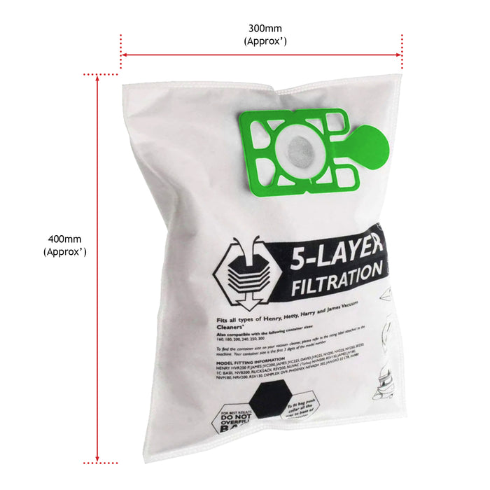 Bags for Numatic HENRY HVR200 HVX200 Vacuum Cleaner (Pack of 15 Bags + Fresheners)