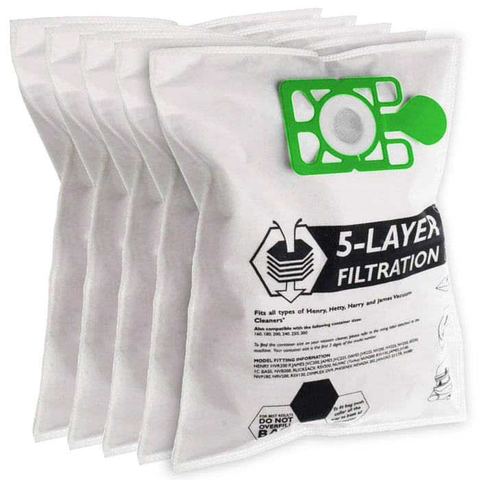 Bags for Numatic HENRY HETTY Vacuum Cleaner (Pack of 5 Bags)