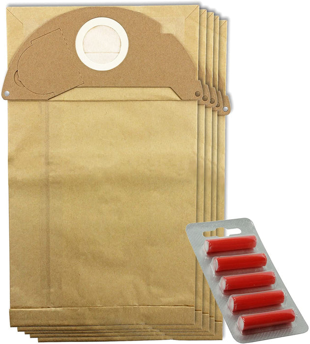 Strong Dust Bags for Karcher MV2 IPX4 Vacuum Cleaners (Pack of 5 + Fresheners)