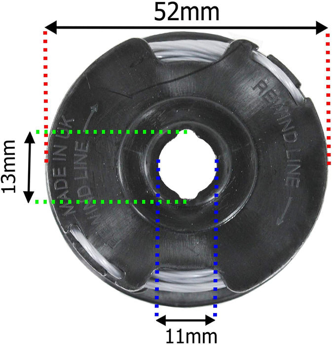 Line & Spool for GREENWORKS Strimmer Trimmer 3m (Pack of 3)