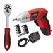 Rechargeable Cordless Electric Screwdriver + 27 Piece 1/4" Ratchet Wrench Socket