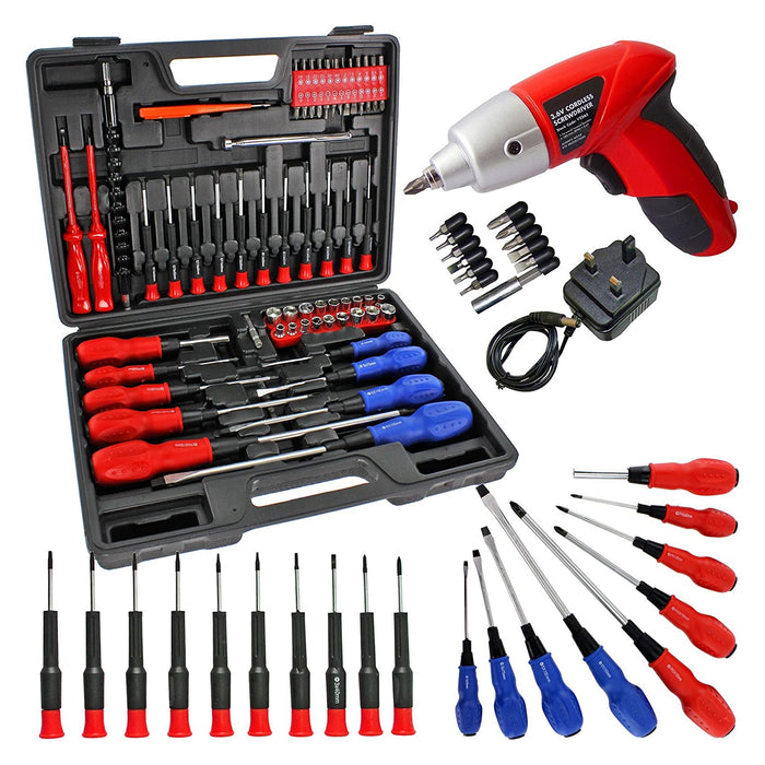 84 Pce Cordless Rechargeable Screwdriver Set Insulated Magnetic Phillips Torx