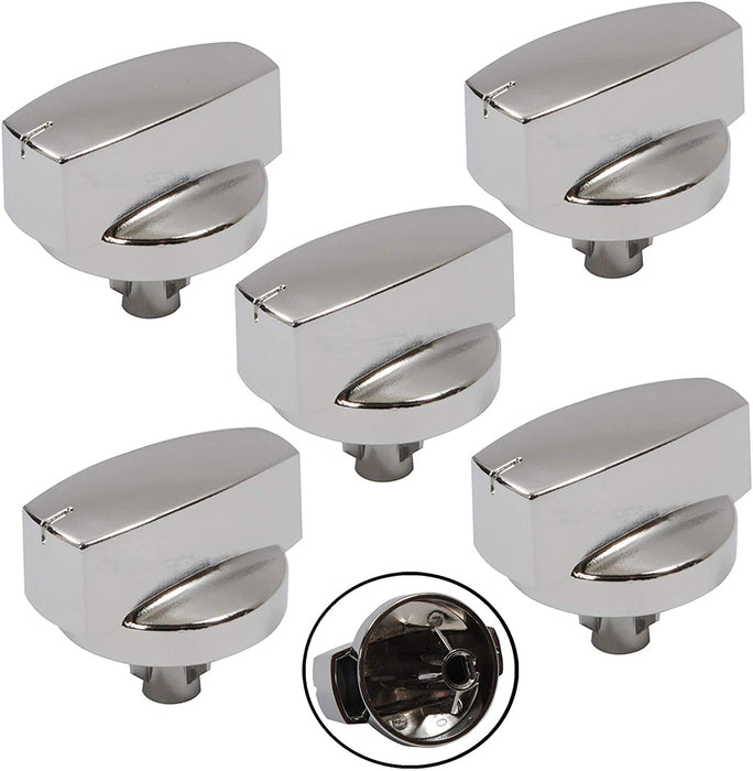BELLING Oven Cooker Knob Function Control Switch 444445412 444445413 1000DF (Silver/Chrome) Pack of 5