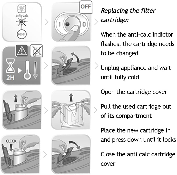 Anti-Calc Filter Cartridges for Rowenta Steam Iron Pack of 2 XD 9060E0