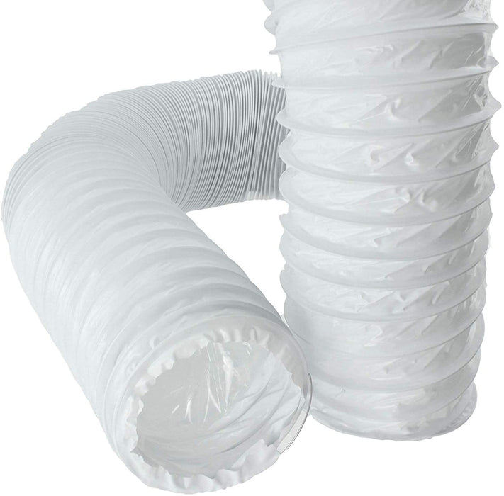 Universal 4m Vent Hose + Adapter for Tumble Dryer Ducting Flexible Exhaust Pipe White 4 Metres 4"
