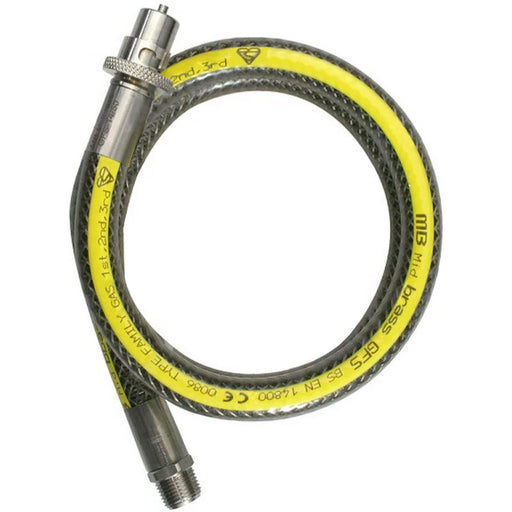 UNIVERSAL Oven Cooker Gas Supply Hose Pipe + PTFE Tape + Safety Chain + Straight Connector Joint Kit (3ft 1/2 inch, Straight Bayonet, BS EN14800 CE)