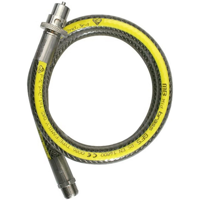 UNIVERSAL Oven Cooker Gas Supply Hose Pipe + PTFE Tape + Safety Chain + Straight Connector Joint Kit (3ft 1/2 inch, Straight Bayonet, BS EN14800 CE)