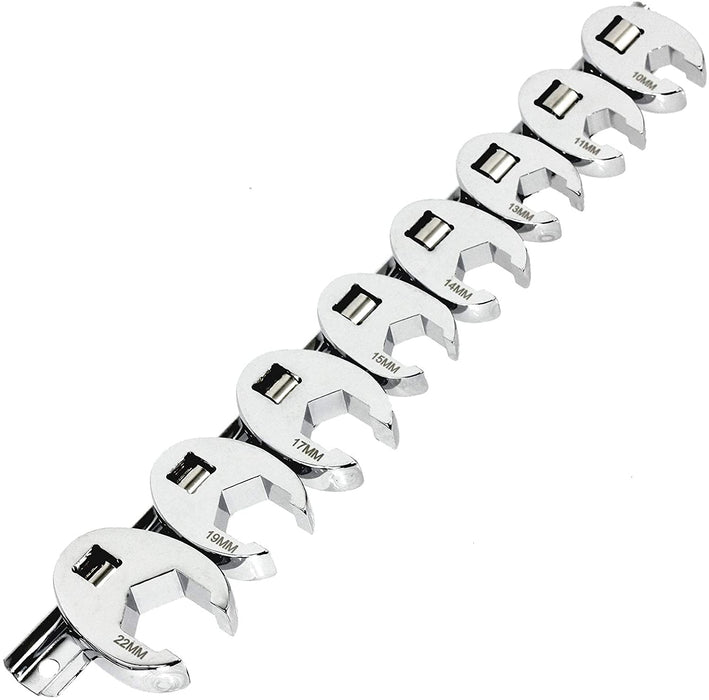 Wrench Set 3/8" Drive Head Crows Foot Metric (16 Piece - 10mm 11mm 13mm 14mm 15mm 17mm 19mm 22mm)