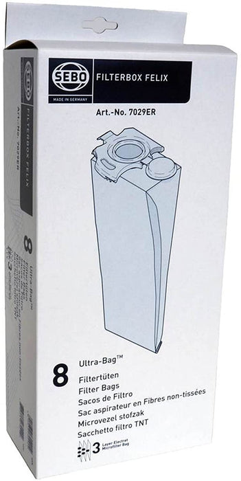 SEBO Vacuum Cleaner Dust Bags Genuine Felix UltraBag 7029ER (Pack of 8) + 10 Fresheners