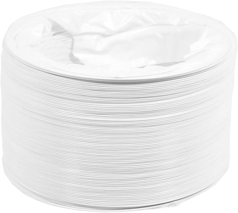 Air Conditioning Duct Hose PVC Flexible Vent Pipe Universal (6" x 3 Metres, White) + Steel Screw Pipe Clips x 2