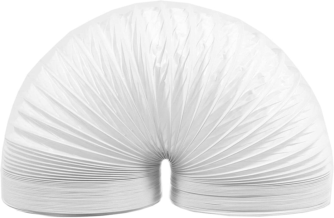 Air Conditioning Duct Hose PVC Flexible Vent Pipe Universal (6" x 3 Metres, White) + Steel Screw Pipe Clips x 2