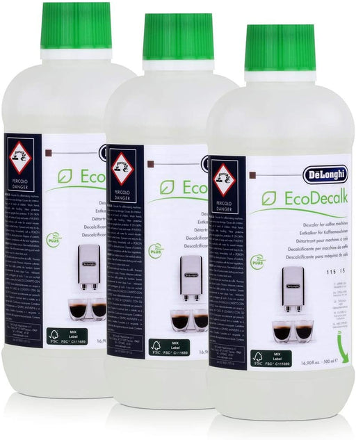 DELONGHI Descaler Fluid Magnifica Espresso Coffee Maker Machine 3 x 500ml Bottle