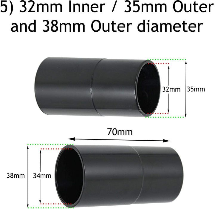 Sander Planer Dust Extractor Power Tool Adapters for BOSCH Vacuum Cleaners (Pack of 6, 26mm 30mm 32mm 35mm 38mm)