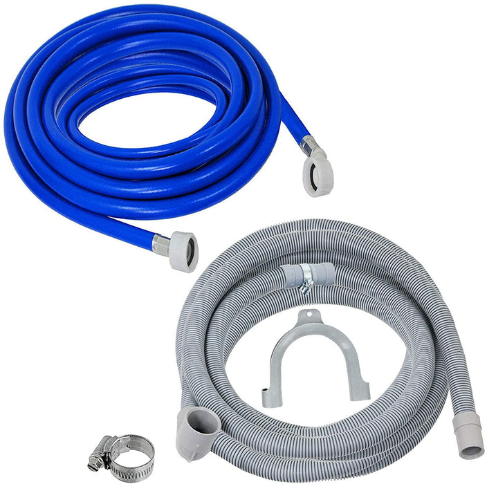 Fill Hose + Drain Hose Extension Set Universal Washing Machine & Dishwasher 5m + 5m