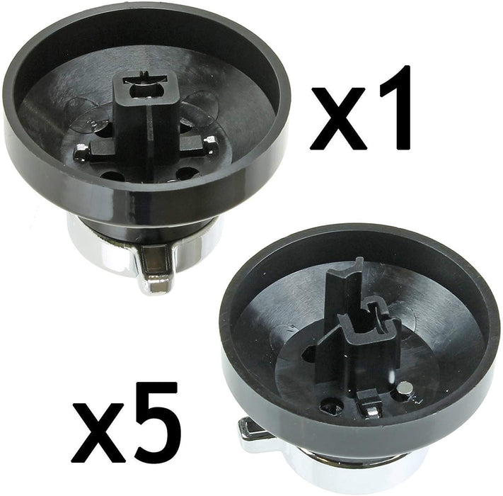 STOVES Gas Hob Oven Cooker Control Knobs Genuine (Black / Silver, Pack of 6)
