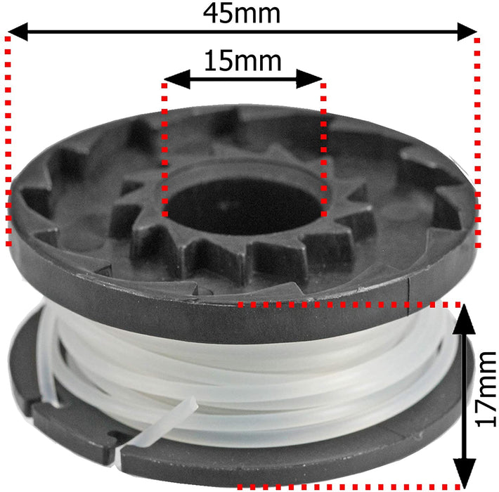 4m Spool & Line for QUALCAST N0F-GT-250/18-E GTLi18 Strimmer Trimmer (Pack of 3)