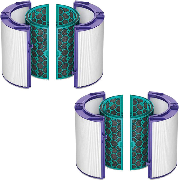 HEPA + Carbon Filter Kit for DYSON 360˚ Glass Activated Carbon Pure Cool DP04 HP04 TP04 Air Purifying Tower Fan (Pack of 2) + Cleaning Brush