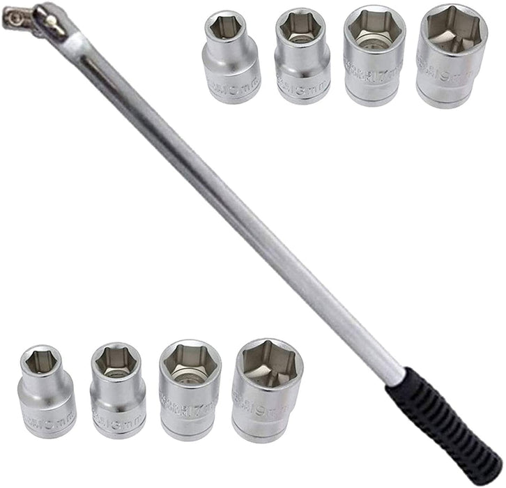 1/2'' Drive Breaker Bar Wheel Balance Flexi Knuckle + 8 Piece Socket Set