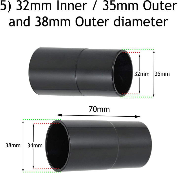 SPARES2GO 30mm 32mm 35mm 38mm Sander Planer Dust Extractor Power Tool Adapters for Numatic Vacuum Cleaners (Pack of 10)