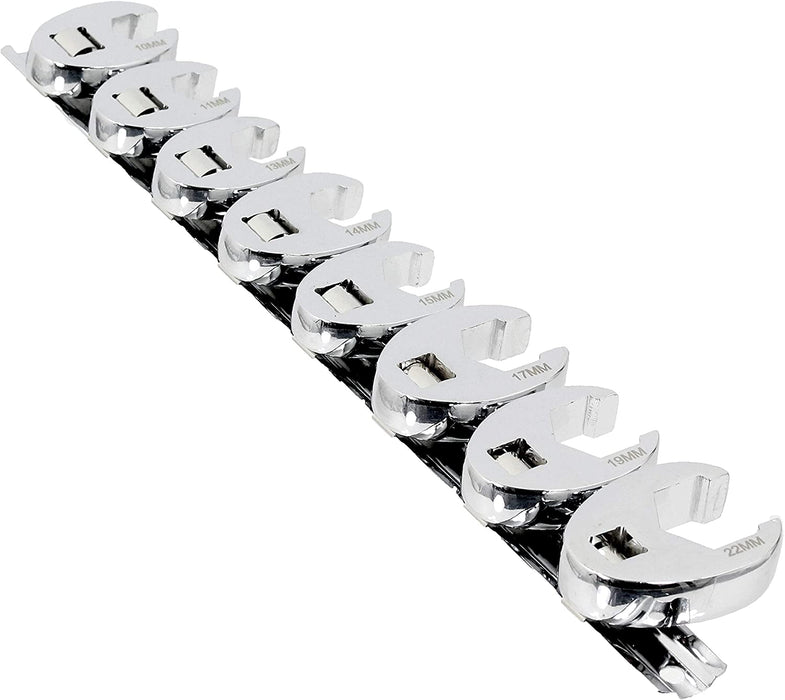 Wrench Set 3/8" Drive Head Crows Foot Metric (8 Piece - 10mm 11mm 13mm 14mm 15mm 17mm 19mm 22mm)