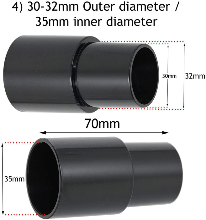 SPARES2GO 30mm - 35mm Sander Planer Dust Extractor Power Tool Adapters for Titan Vacuum Cleaners x 5