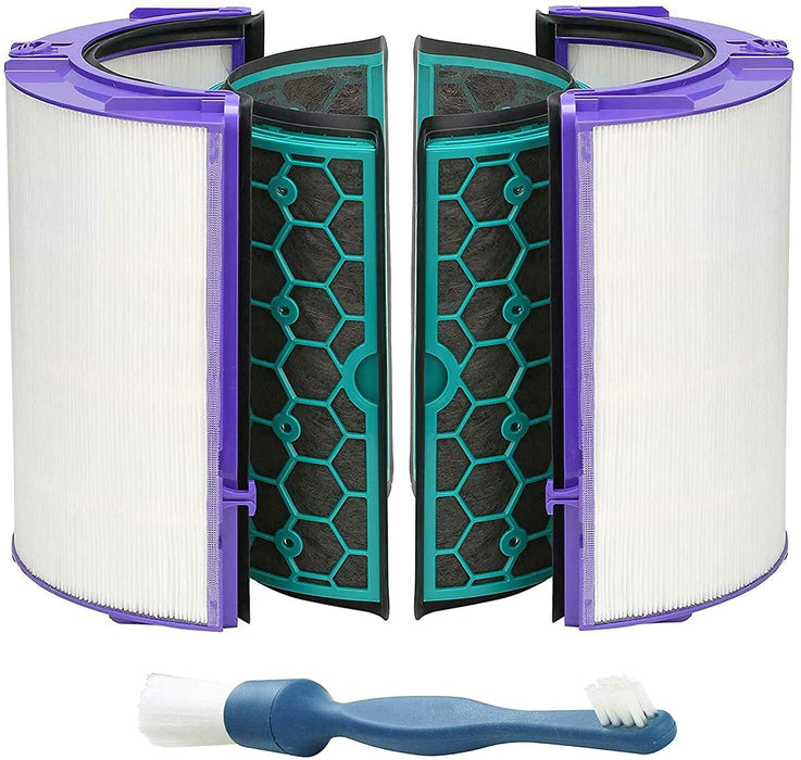 HEPA + Carbon Filter Kit for DYSON 360˚ Glass Activated Carbon Pure Cool DP04 HP04 TP04 Air Purifying Tower Fan (Pack of 2) + Cleaning Brush