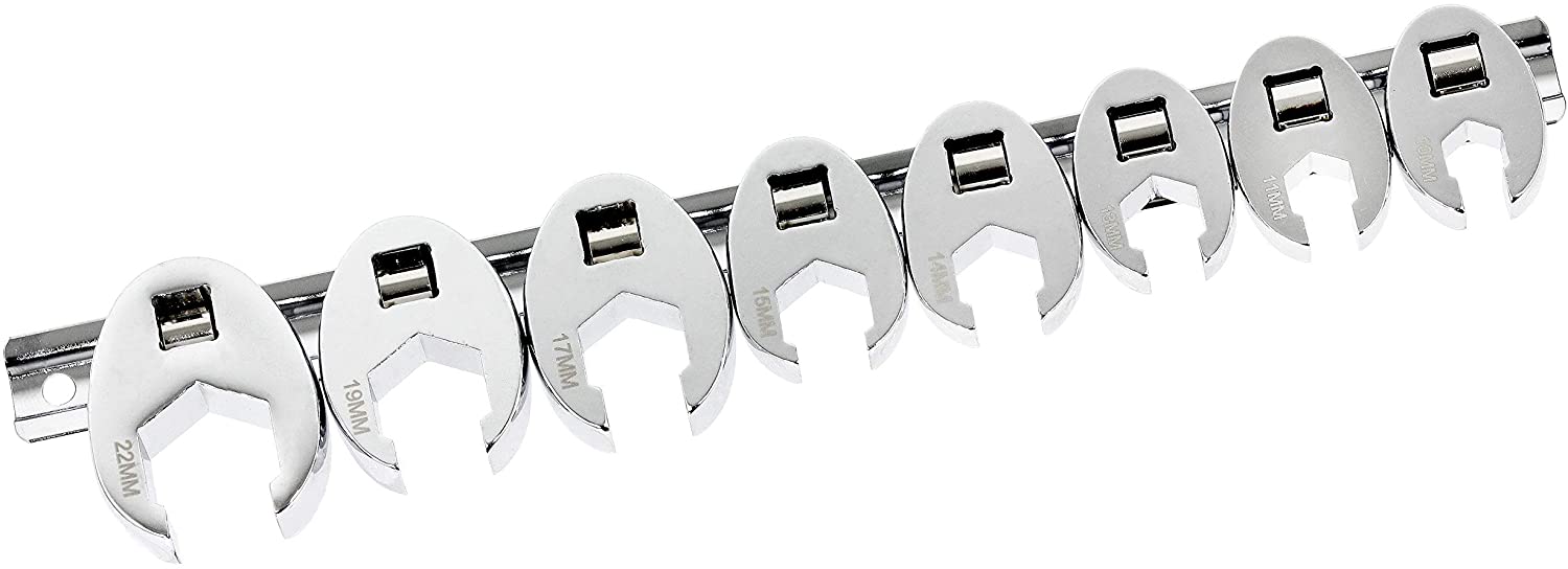 Wrench Set 3/8" Drive Head Crows Foot Metric (16 Piece - 10mm 11mm 13mm 14mm 15mm 17mm 19mm 22mm)