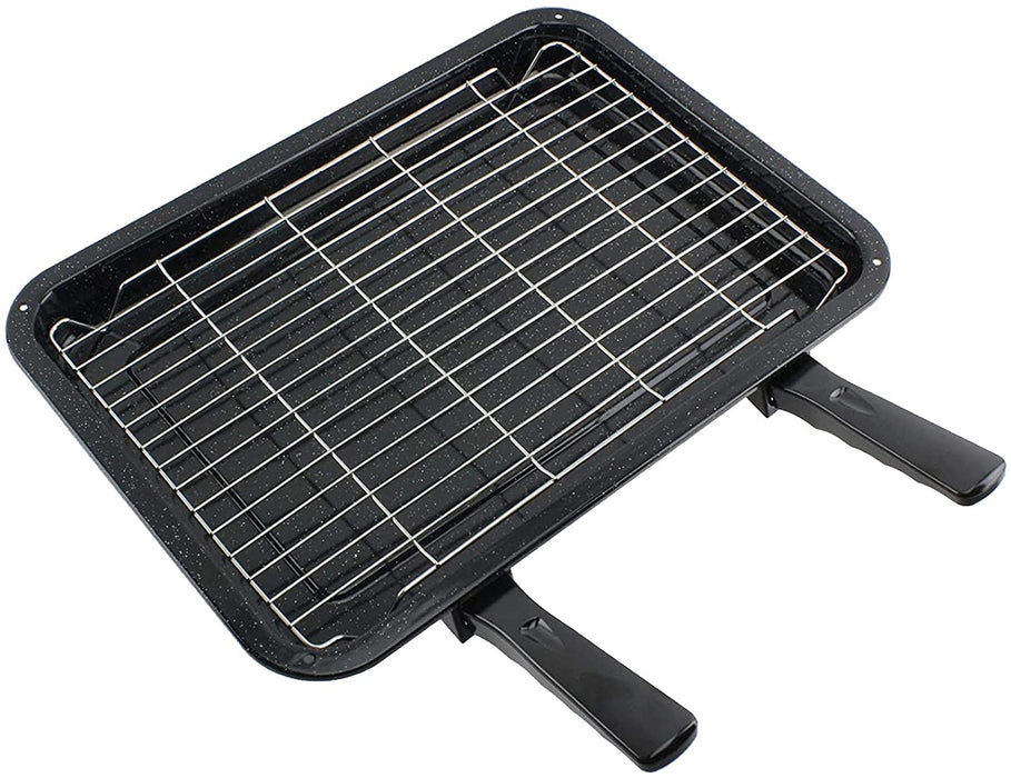 Large Grill Pan, Rack & Dual Detachable Handles with Adjustable Shelf for QA Oven Cookers