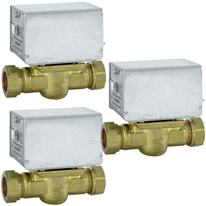Motorised 2 Port Inline Zone Valve for HONEYWELL V4043 Central Heating Boiler Systems 22mm (Pack of 3)