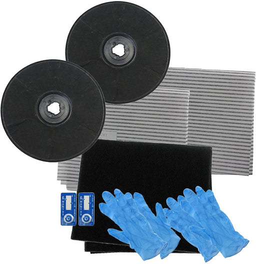 Carbon Charcoal + Grease Filter Kit for ZANUSSI Cooker Hood / Extractor Vent EFF57 Type (230 x 20 mm, Pack of 2)