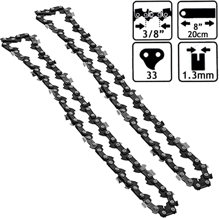 Saw Chain 8" 20cm Bar for TITAN DPL432GDO TTB426GDO TTK587GDO TL650GDO Chainsaw x 2