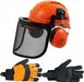 SPARES2GO Chainsaw Safety Helmet with Mesh Visor, Ear Muffs & Gloves