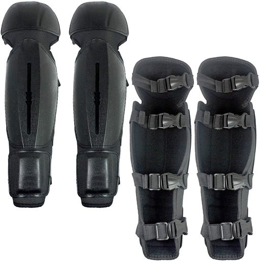 Knee & Shin Guards for Grass Brushcutter / Rotavator (One Size, Black, 2 Pairs)