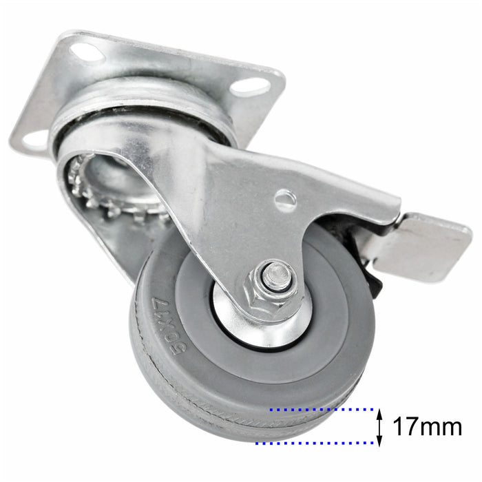 50mm Castor Wheels Trolley Furniture Swivel Caster Small Heavy Duty Braked x 4